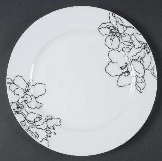 Ciroa Forma Black Salad Plate, Fine China Dinnerware   Black Embossed Floral On