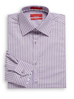 Striped Cotton Sportshirt/Trim Fit   Purple