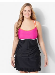 Catherines Plus Size Colorblock Swim Tank   Womens Size 22W, Party Pink