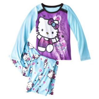Hello Kitty Girls 2 Piece Long Sleeve Pajama Set   Blue 4