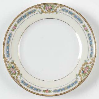Noritake Ybry Bread & Butter Plate, Fine China Dinnerware   Blue & Tan Edge,Pink