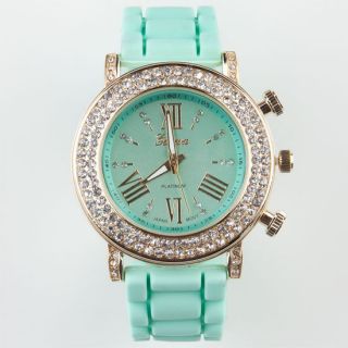 Rhinestone Watch Mint One Size For Women 232742523