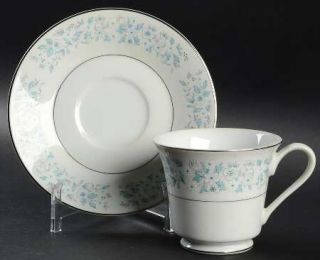 Towne House Brocade (Plat Trim) Footed Cup & Saucer Set, Fine China Dinnerware  