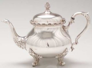 International Silver Du Barry Floral Border (Slv,Hlwr,Wbswcx) Teapot~Silverplate