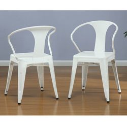 White Tabouret Stacking Chairs (set Of 4) (WhiteMaterials Steel Finish PolishedStackable designSeat height 17.5 inchesDimensions 31 inches high x 20 inches wide x 19 inches deepFully assembled )