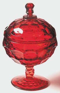 Viking Georgian Ruby Footed Candy Dish with Lid   Stem #6900, Ruby