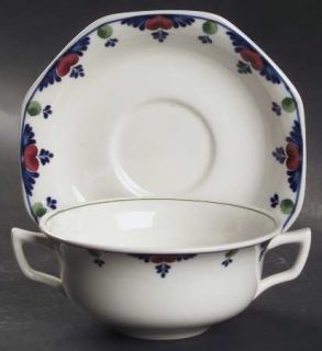 Adams China Veruschka Flat Cream Soup Bowl & Saucer Set, Fine China Dinnerware  
