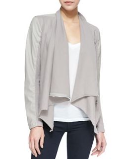 Womens Private Practice Faux Leather/Ponte Jacket, Taupe   Blank