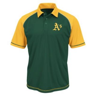 MLB Mens Oakland Athletics Synthetic Polo T Shirt   Green/Yellow (XL)