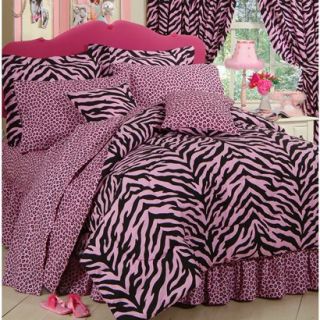 Zebra Print Bed in a Bag   Pink/Black Twin