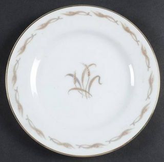 Mikasa Paula Bread & Butter Plate, Fine China Dinnerware   Tan/Gray Wheat Center