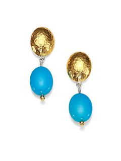 GURHAN Curve Turquoise, 24K Yellow Gold & Sterling Silver Drop Earrings   Gold B