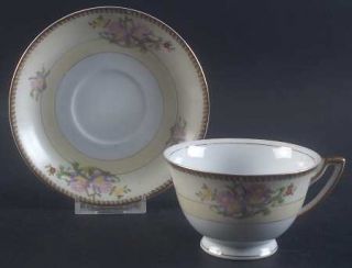 Meito Berkshire (F & B Japan) Footed Cup & Saucer Set, Fine China Dinnerware   G