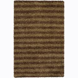 Handwoven Light Gold/brown Striped Mandara Shag Rug (79 Round) (GoldPattern Shag Tip We recommend the use of a  non skid pad to keep the rug in place on smooth surfaces. All rug sizes are approximate. Due to the difference of monitor colors, some rug co