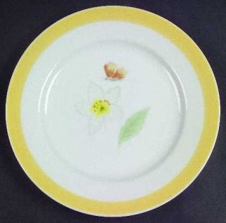 Williams Sonoma Summer Studies Salad Plate, Fine China Dinnerware   Yellow Band,