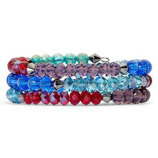 Multicolor Glass Bead Coil Bracelet, Multi