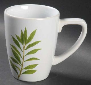 Culinery Herbs Mug, Fine China Dinnerware   Green Herb Leaf Motifs On White,No T