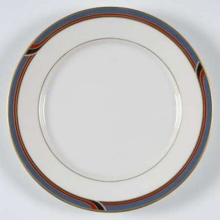 Gorham Regatta Salad Plate, Fine China Dinnerware   Blue,Maroon&Black Bands,Whit