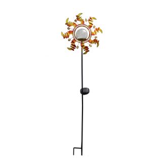 Color Changing Solar Sunflower Metal Garden Light (Yellow, OrangeMaterials Metal sunflower with glass ball Weatherproof Safe water resistant UV protection YesMounting Ground stakeInstallation Absolutely no wiring and easy to install Duration Up to 8