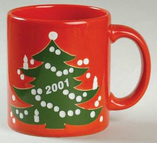 Waechtersbach Christmas Tree Red Mug, Fine China Dinnerware   Red W/Xmas Tree,An