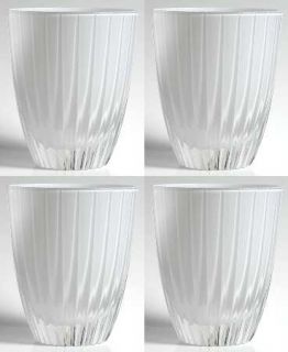 Faberge Blanc De Blanc (Set of 4) Double Old Fashioned   White Bowl,Vertical Cut