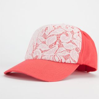 Lace Overlay Womens Hat Coral One Size For Women 228672313