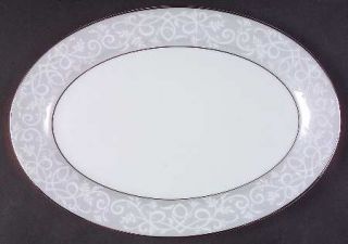  Chambour Silver 12 Oval Serving Platter, Fine China Dinnerware   Silve
