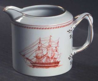 Spode Trade Winds Red Creamer, Fine China Dinnerware   Red Bands And Ships,Scall