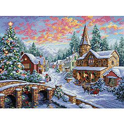 Gold Collection Holiday Village Cross Stitch Kit
