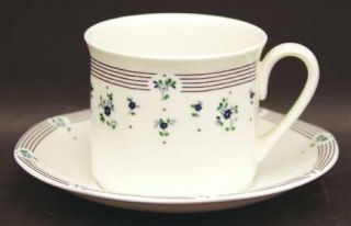 Royal Doulton Calico Blue Flat Cup & Saucer Set, Fine China Dinnerware   Fine Ch