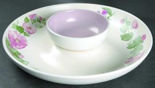 Pfaltzgraff Cape May 2 Piece Chip and Dip Set, Fine China Dinnerware   Pink Flor
