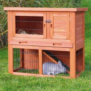 Natura Animal Hutch with Enclosure in Brown, Small