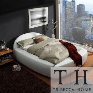 Tribecca Home Yorkshire White Bonded Leather Modern Upholstered Bed