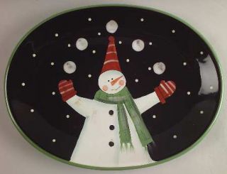Juggling Snowman 16 Oval Serving Platter, Fine China Dinnerware   Jill Ankrom,G