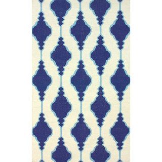 Nuloom Handmade Flatweave Wool Trellis Blue Rug (76 X 96)