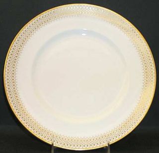 Coalport Chateau Gold & White Dinner Plate, Fine China Dinnerware   White Rim W/