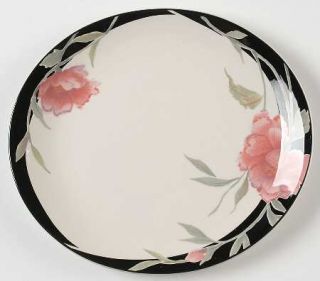 Sango Impression Salad Plate, Fine China Dinnerware   Black, Pink Roses & Gray L