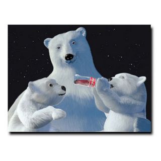 Trademark Global Inc Coke Polar Bear with Cubs and Coke Bottle Canvas Art