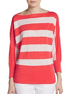 Striped Boatneck Top   Pink White