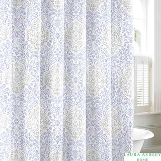Laura Ashley Winchester Blue Cotton Shower Curtain