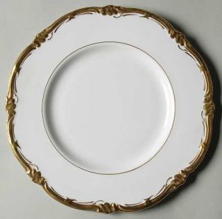 Coalport Eden Luncheon Plate, Fine China Dinnerware   White W/Thick Gold  Trim &