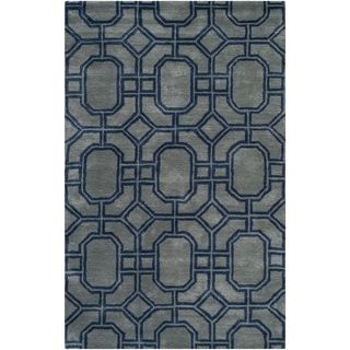 Safavieh Handmade Soho Grey/ Dark Blue New Zealand Wool/ Viscose Rug (5 X 8)
