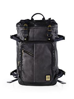 Diesel Cotton/Leather Backpack   Black