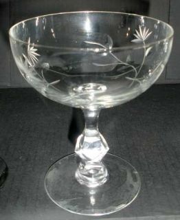 Unknown Crystal Unk249a Champagne/Tall Sherbet   Gray Cut Flowers, No Bubble In
