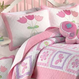 Butterfly Flower 2 piece Twin size Quilt Set (Pink/green/whiteCover materials 100 percent cottonFill materials 100 percent cottonBacking materials 100 percent cottonCare instructions Machine washableTwin DimensionsQuilt 68 inches wide x 86 inches lon