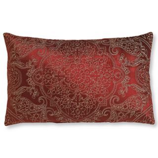 ROYAL VELVET Palmetto Red Print Oblong Decorative Pillow