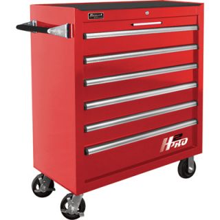 Homak H2PRO 36in. 6 Drawer Roller Tool Cabinet   Red, 36 1/8in.W x 22 7/8in.D x