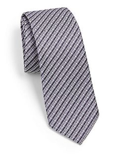 HUGO BOSS Multi Check Silk Tie   Purple