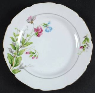Aladdin Gardena Salad Plate, Fine China Dinnerware   Pink, Blue & Yellow Flowers