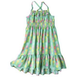 Cherokee Infant Toddler Girls High Low Pineapple Maxi Dress   Nettle Green 4T